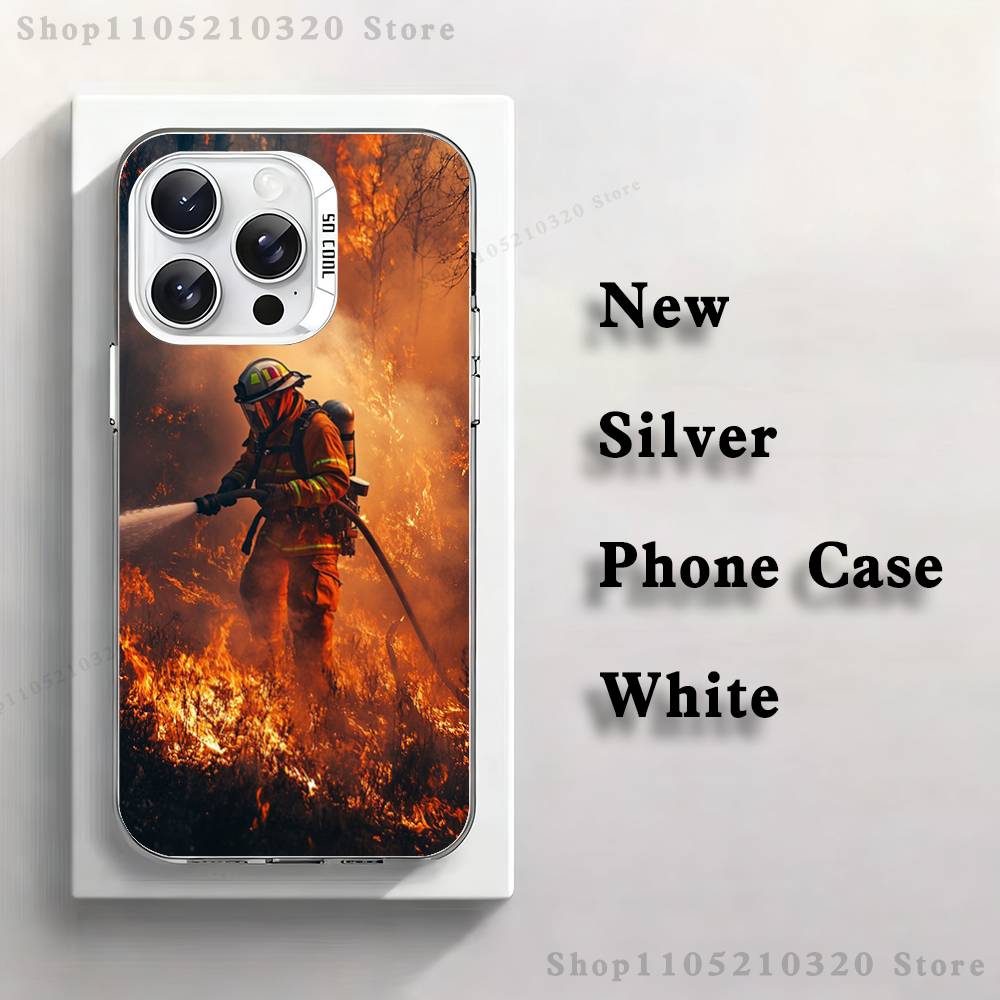 Fire Safety Firefighter Phone Case For iPhone 17,16,15,14,13,12,11,Pro,XS,Max,Plus,Mini,SE4,E white Matte Shockproof Cover