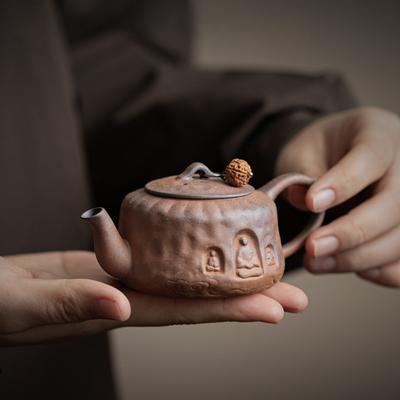 Старинный чайник из старой каменной глины, небольшая емкость, китайский чайник ручной работы, можно хранить, наборы для кунг-фу, фильтр-чайники