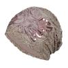 Elegant Women Sequins Lace Turban Cap Flowers Muslim Headwear Hat Female Head Wraps Ladies Headscarf Bonnet Turbante Mejur