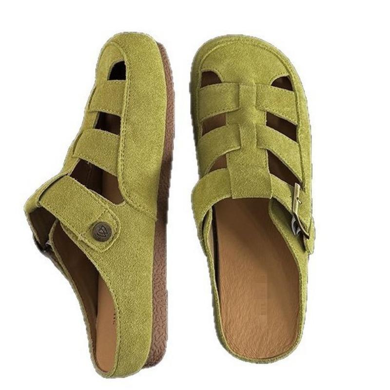 Boken Bag Head Slippers Women's Spring Outer Wear Hollow Sandals Women's Summer New Flat-bottomed Bag Head Slippers