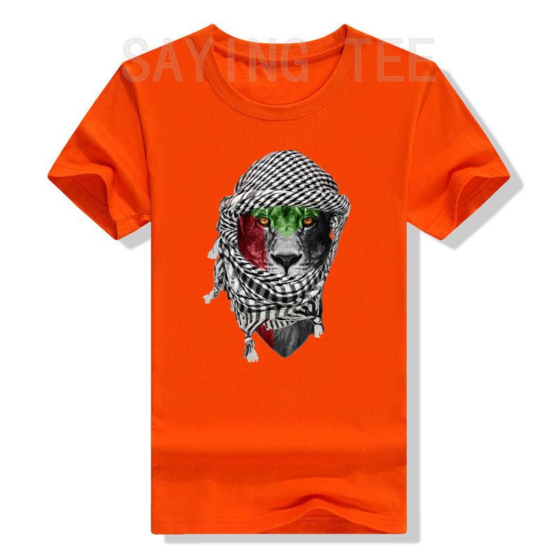 Palestinian Lion T-Shirt Humor Funny Palestine Flag Print Graphic Tee Tops Short Sleeve Blouses Novelty Gift Peace Lover Clothes