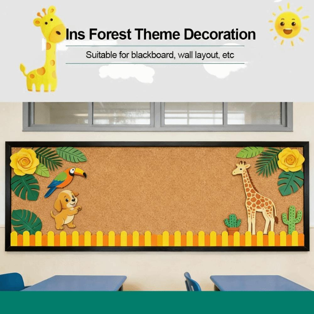 2pcs/set Long Fence Craft Classroom Wall Stickers Blackboard Posters Primary School Class