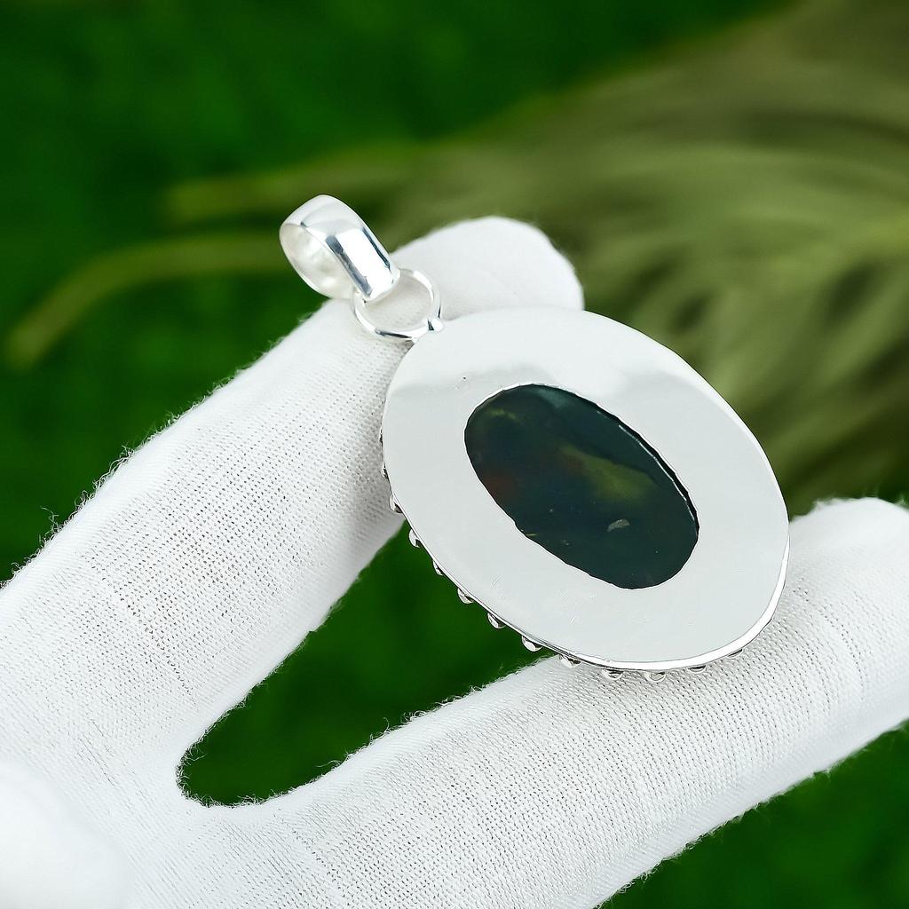 Wedding Gift For Her 925 Sterling Silver Natural Bloodstone Gemstone Pendant
