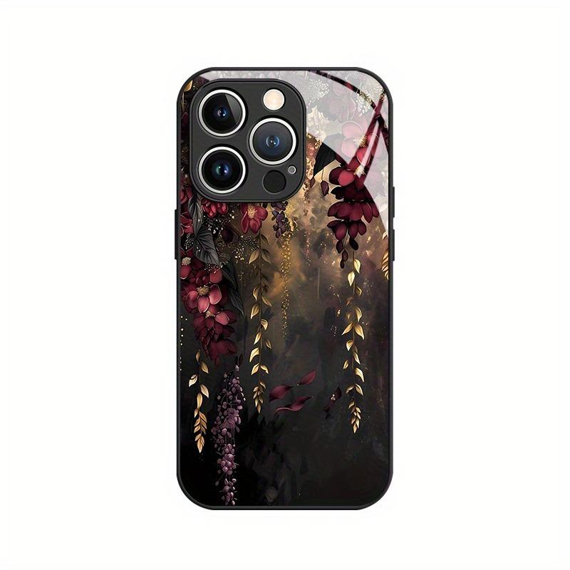 Чехол для телефона для iPhone 17 16 15 14 Pro Max 13 12 11 16E 17 Air 7 8 Plus XR XS X Модный Арт Цветочный узор Закаленное стекло