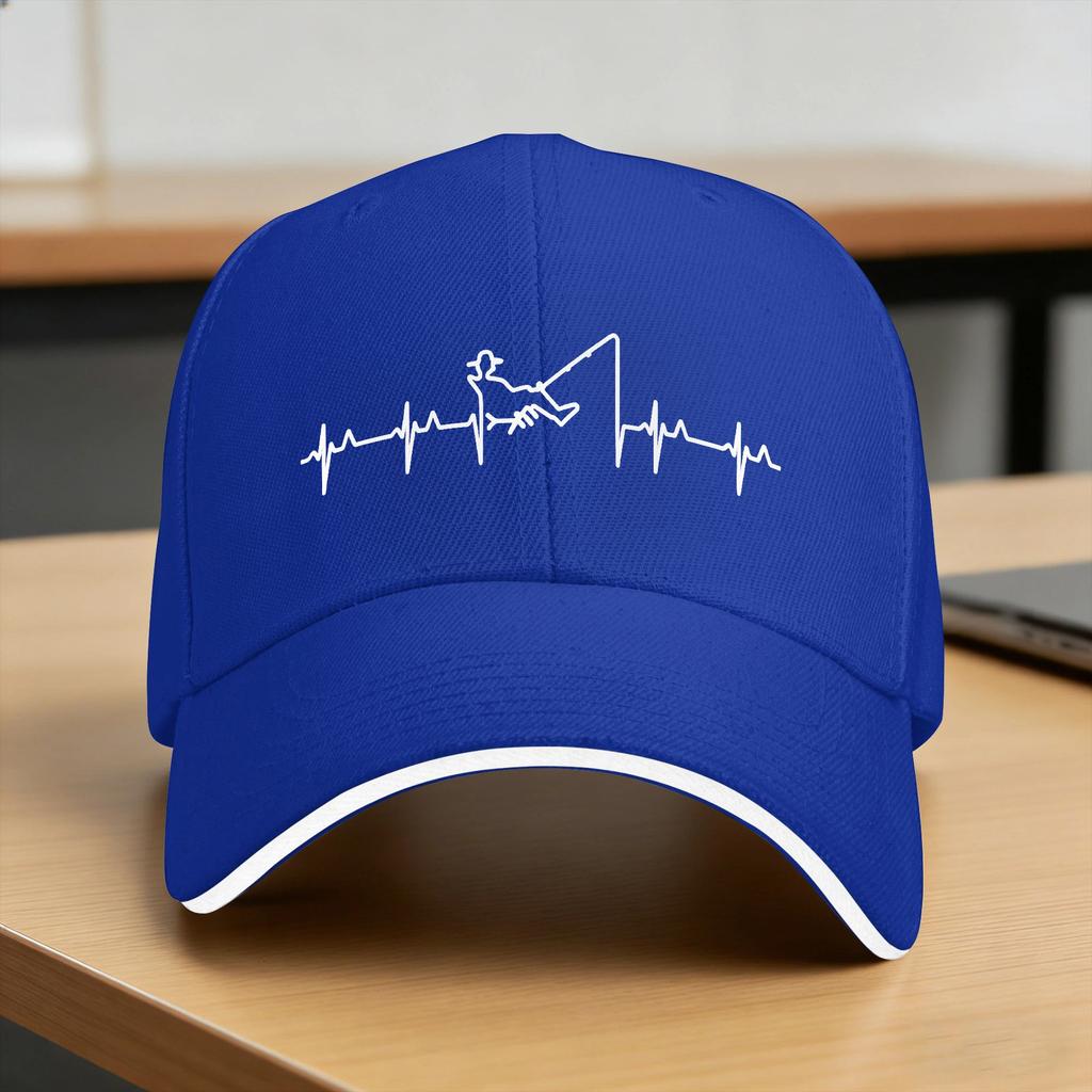 Summer Fishing Heartbeat Love Fishing Baseball Cap Outdoor Sports yk Retro Print Sun Hip Hop Hats Couple Women Snapback Cap
