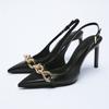 Fine Heel Heel Sandals Pointed Toe Mesh Slingback Sandals For Women Party Shoes Shoes Elegant Pumps Shoes