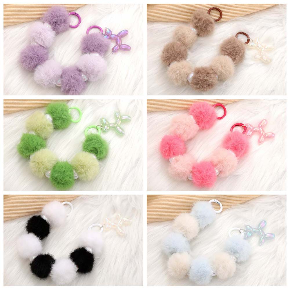 Аксессуары для рюкзака Брелок в виде шара из шерсти Мультяшный цветной плюшевый бисерный шнурок для ключей Украшение