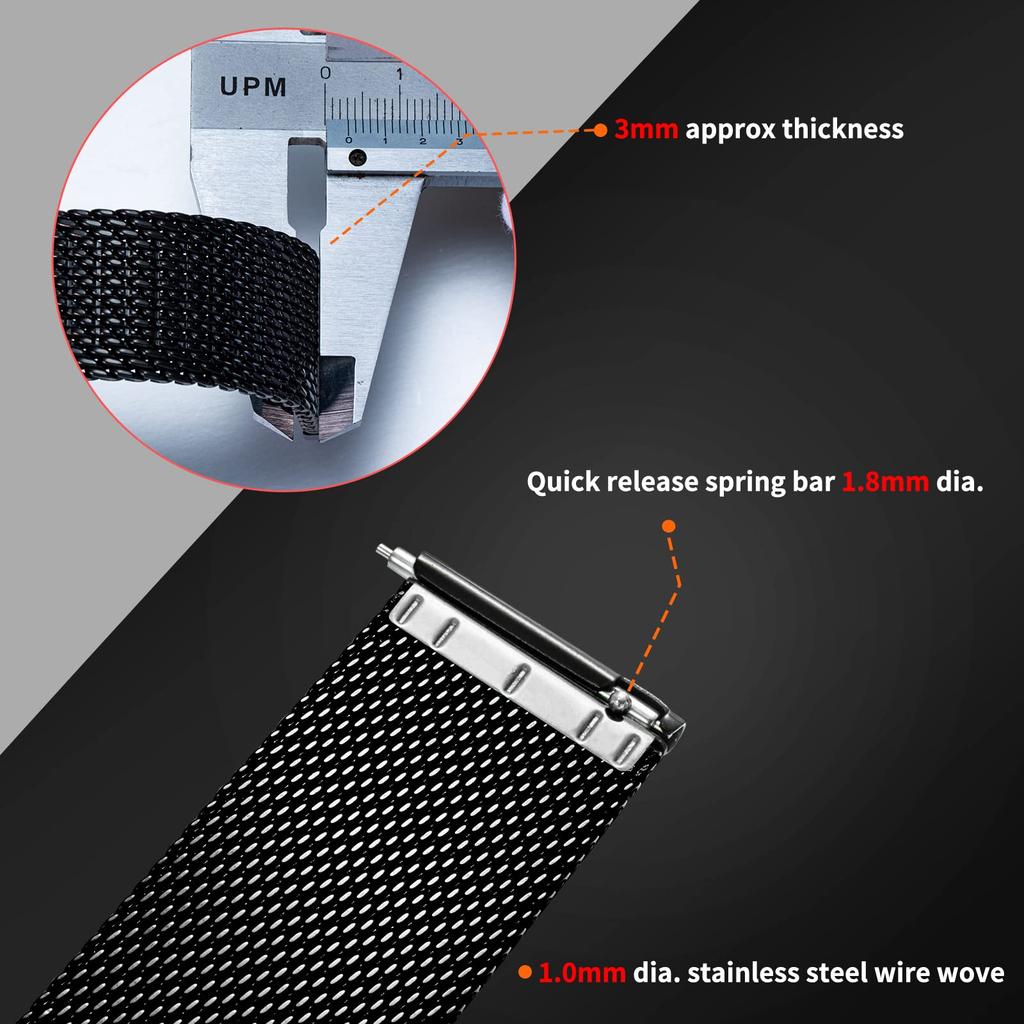 Ремешок для часов Ремешок для часов Ремешок для часов Ремешок для часов Сетка из нержавеющей стали Легко заменяется без инструментов 20 мм [BERNY] Ремешок, -