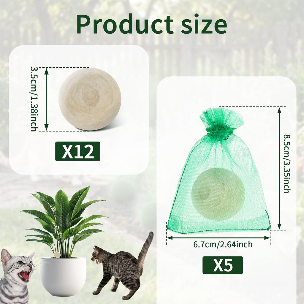 12Pcs Cat Repellent Ball Natural Peppermint Oil Cat Repellent Plant Based Anti Cat Scratch Ball for Keep Pet Off Yard Garden