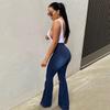 Women's High-Waisted Flared Denim Pants