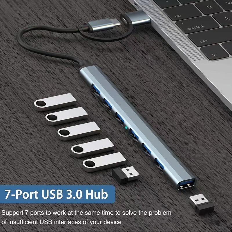 7 портов USB 3.0 Type C HUB Expander Splitter High Speed OTG адаптер док-станция для ноутбука ПК жесткий диск мышь клавиатура