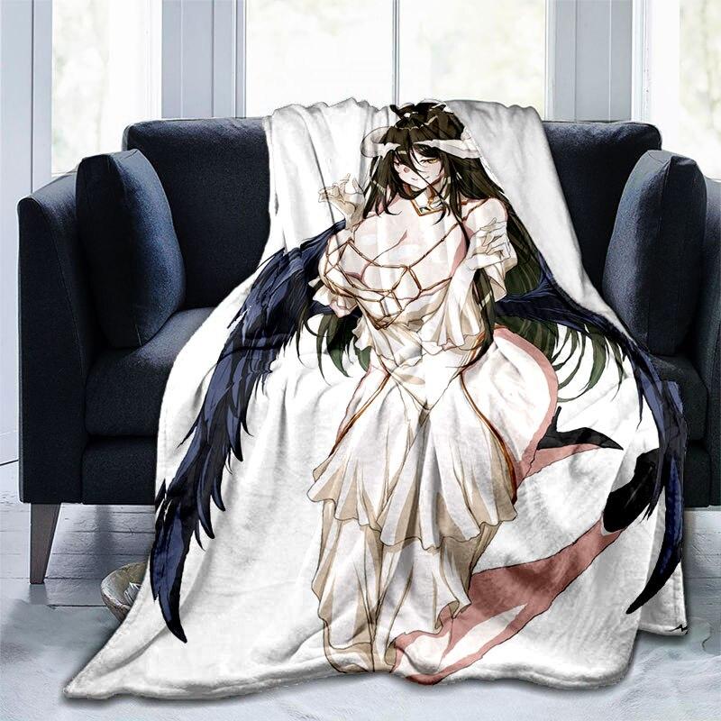 Сексуальное аниме-одеяло для девочек Albedo Pin Up для девочек, красивое фланелевое теплое одеяло для взрослых, покрывало с 3D принтом, мужской диван-пещера, декор для кемпинга