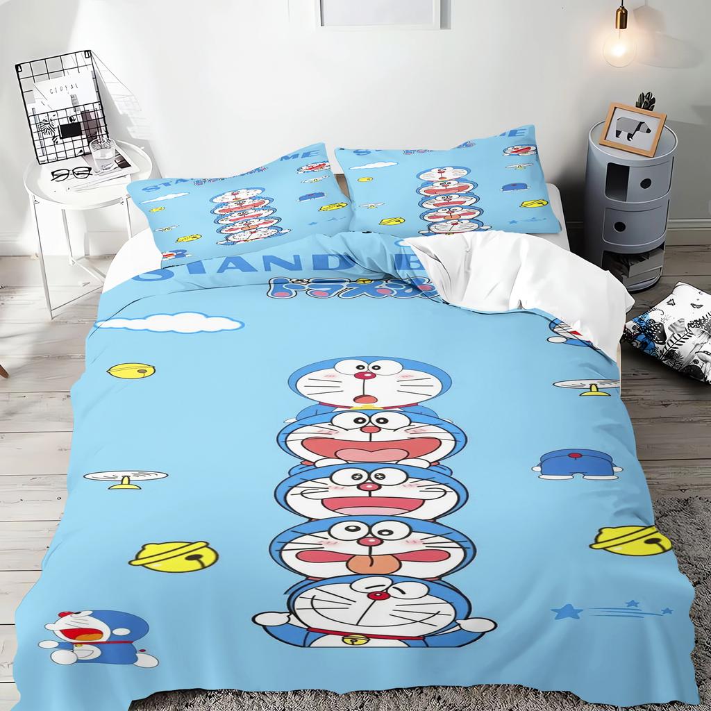 Blue Robot Cartoon Duvet Cover Home Pillowcase Set Adult Bedroom Children Comforter Bedding