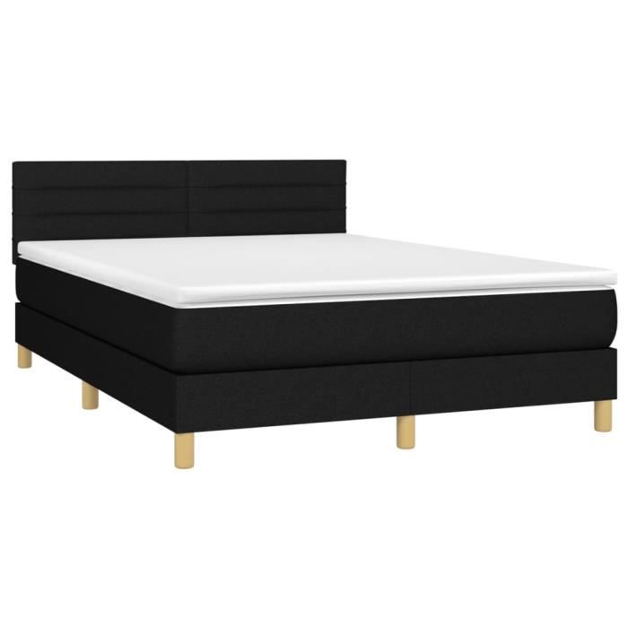 VidaXL Lit à sommier tapissier avec matelas Noir 140x200 cm Tissu - Modèle 3140699