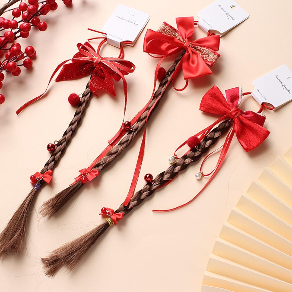 Tassel Hanfu Red Hairpin Bow New Year Headwear Hair Accessories Children Braided Ponytail