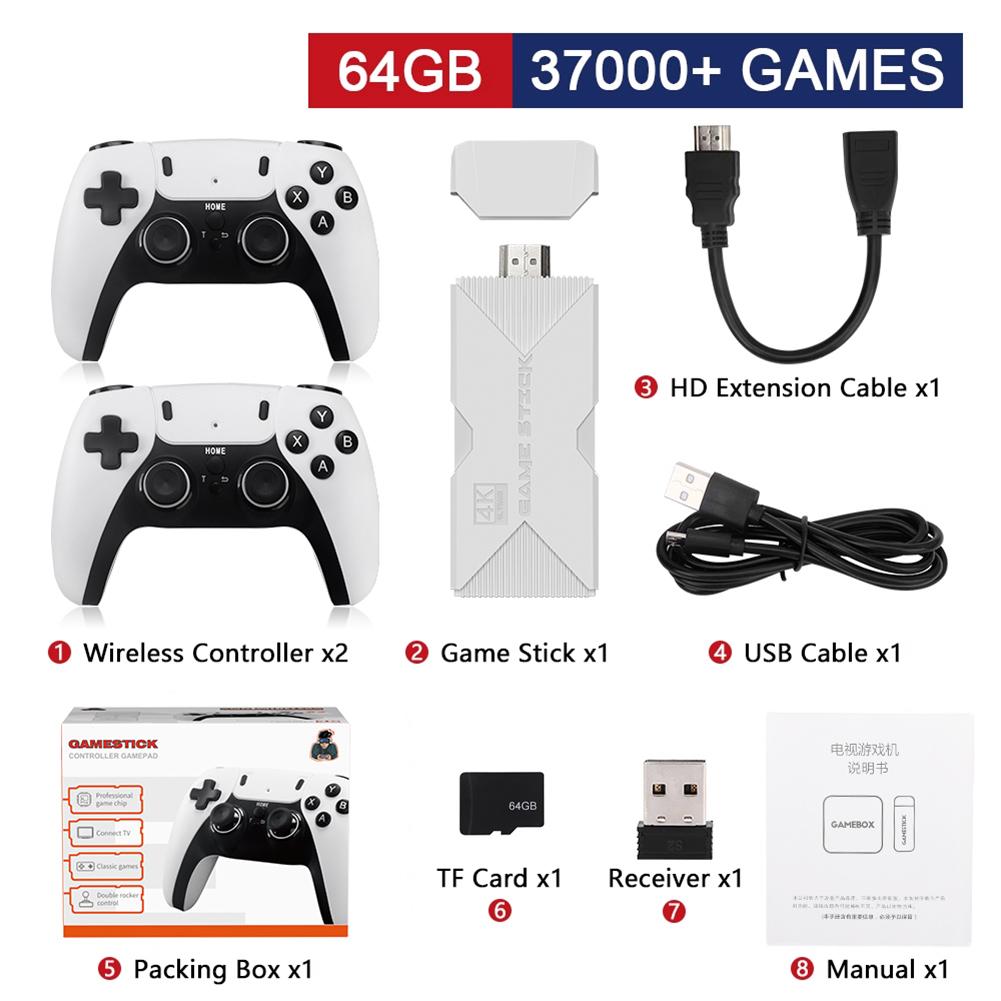 P5 Gd10 4k Game Stick Ретро игровая консоль 2,4 г Двойной беспроводной контроллер 40000+ ретро-игр 64 г 128 г Портативный игровой плеер