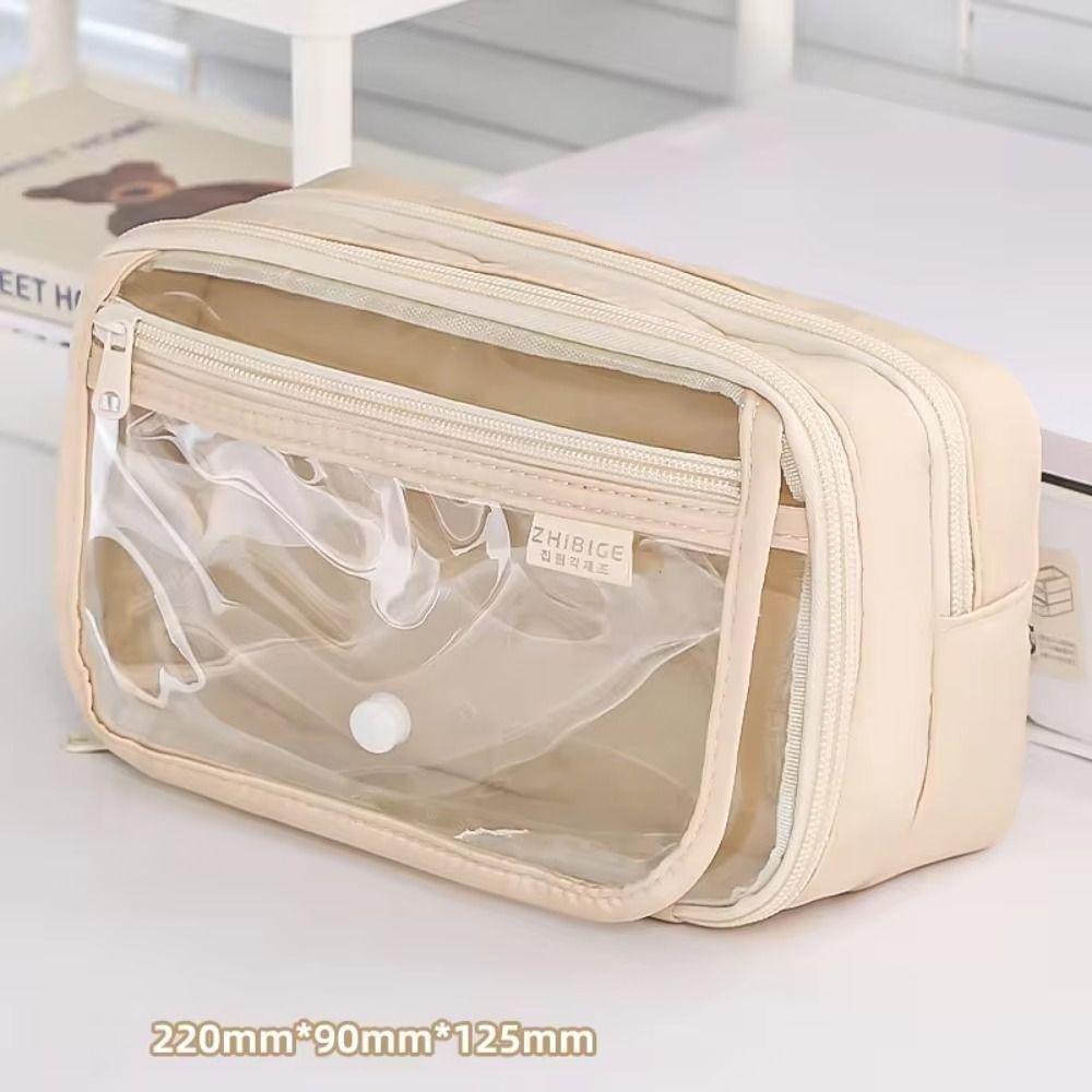 Multi-layer Transparent Pen Bag Large Capacity Stationery Box Transparent Pencil case Students