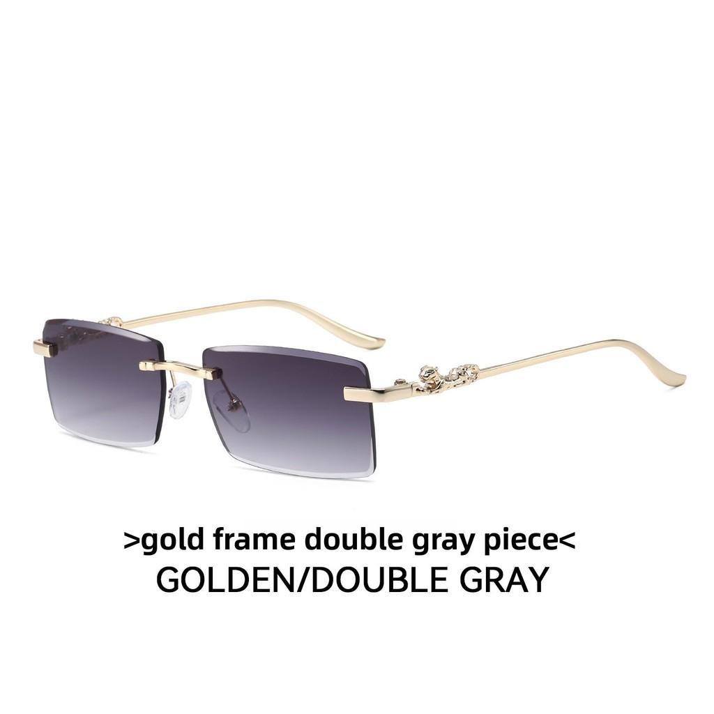 Cheetah Style Unisex Square Metal Sunglasses Uv400 Antiglare For Travel And Fashion