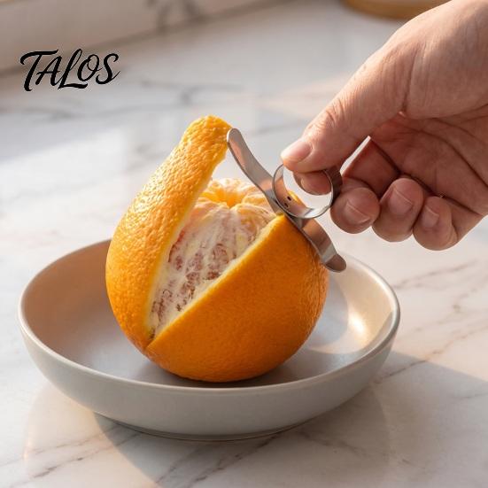 Stainless Steel Cutter Orange Peeler, Ergonomic Ring Design And Safe Curved Hook Kitchen Gadget for Fruit Blade Gadget, Manual Skin Remover