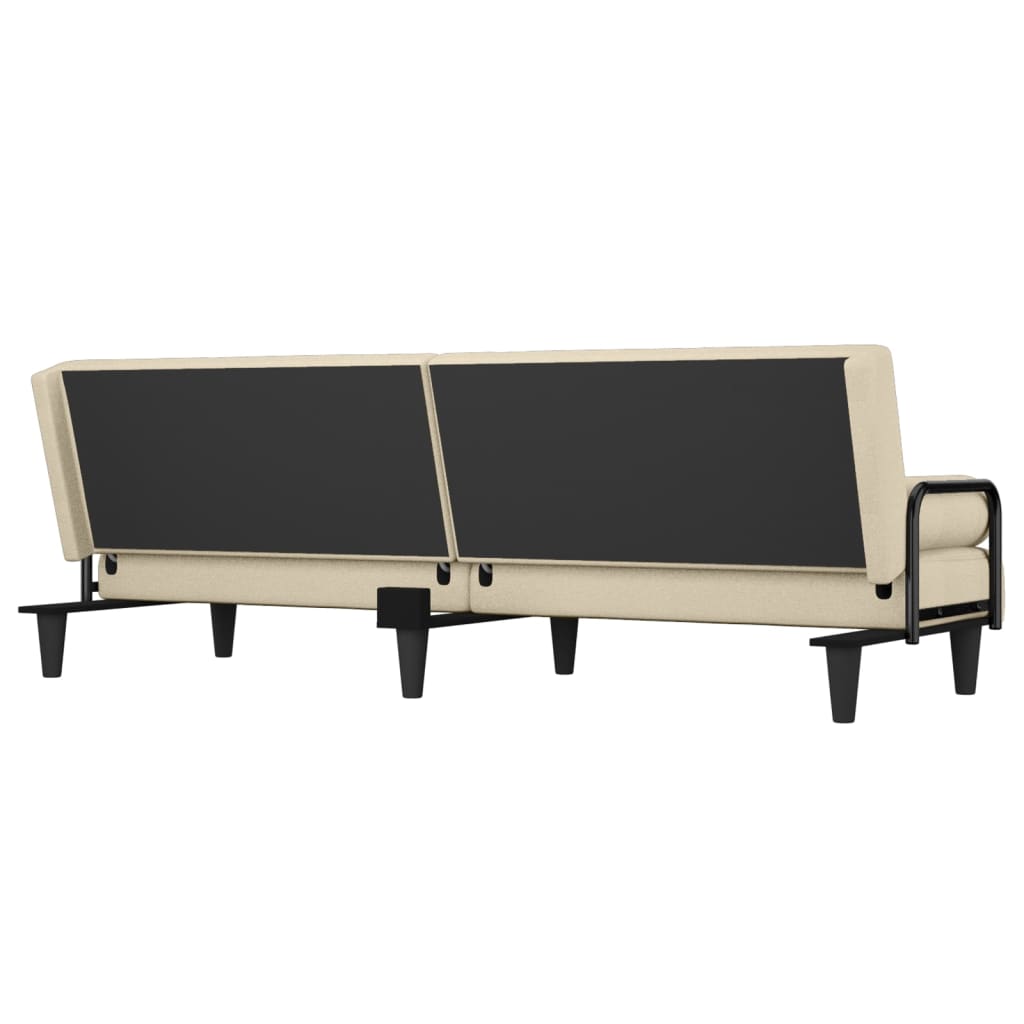 Cream Fabric Sleeper Sofa with Armrests