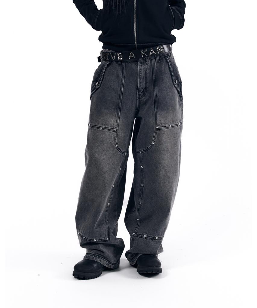AAKAM Steve Double Knee Denim Pants (Gray)