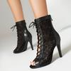 Women High Quality Thin High Heels Comfort Lace-up Boot Stilettos Jazz Dance Female Shoes Street Sexy Booties