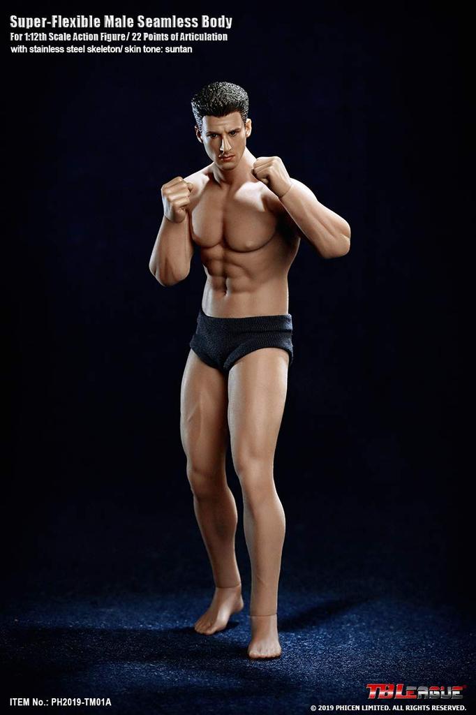 OBEST TBLeague Scale Male Muscular Action Figure with Seamless Body and Head 1/12 (PH2019-TM01A)