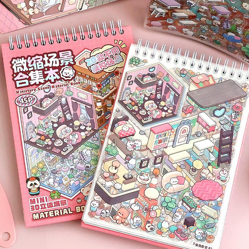 Cartoon Scene Make Stickers Scene House Cute Stickers Book Girlfriend Daughter Relaxation Fun Three Dimensional Effect Stickers
