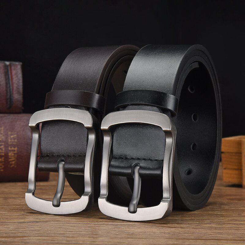 Men's Genuine Leather Vintage Pin Buckle Belt - Fashion Casual Waist Belt for Jeans