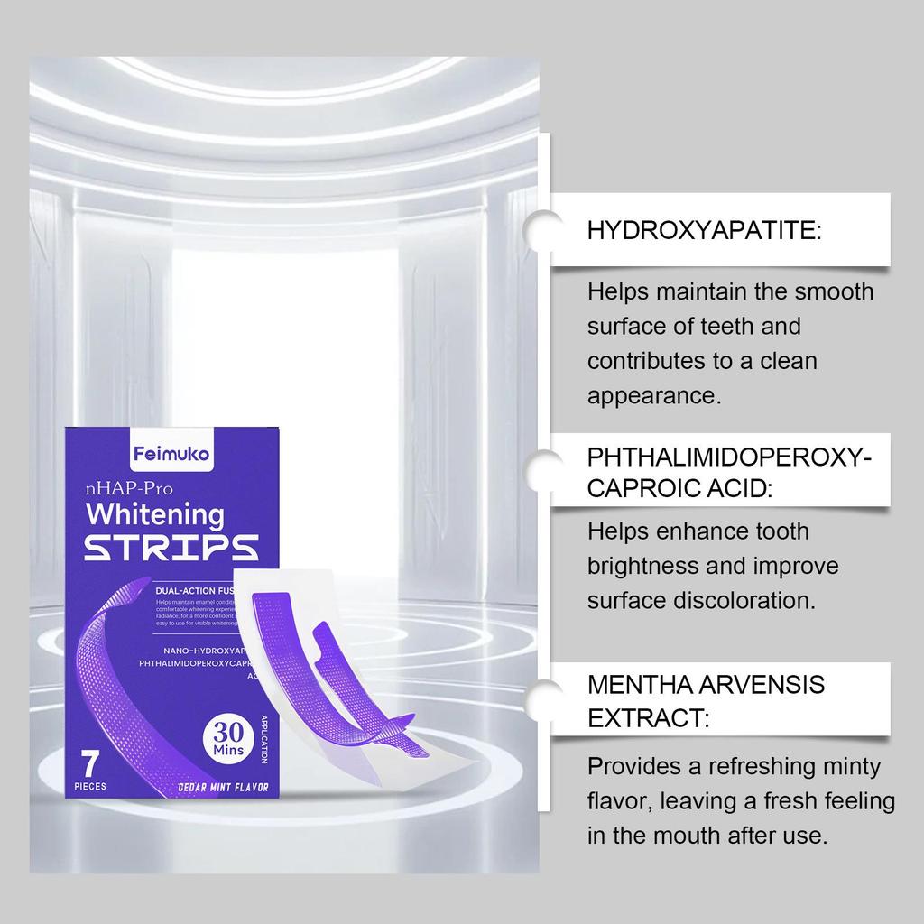 Feimuko Shiny Purple Teeth Whitening Strips - Gentle Daily Surface Clean & Fresh Shine