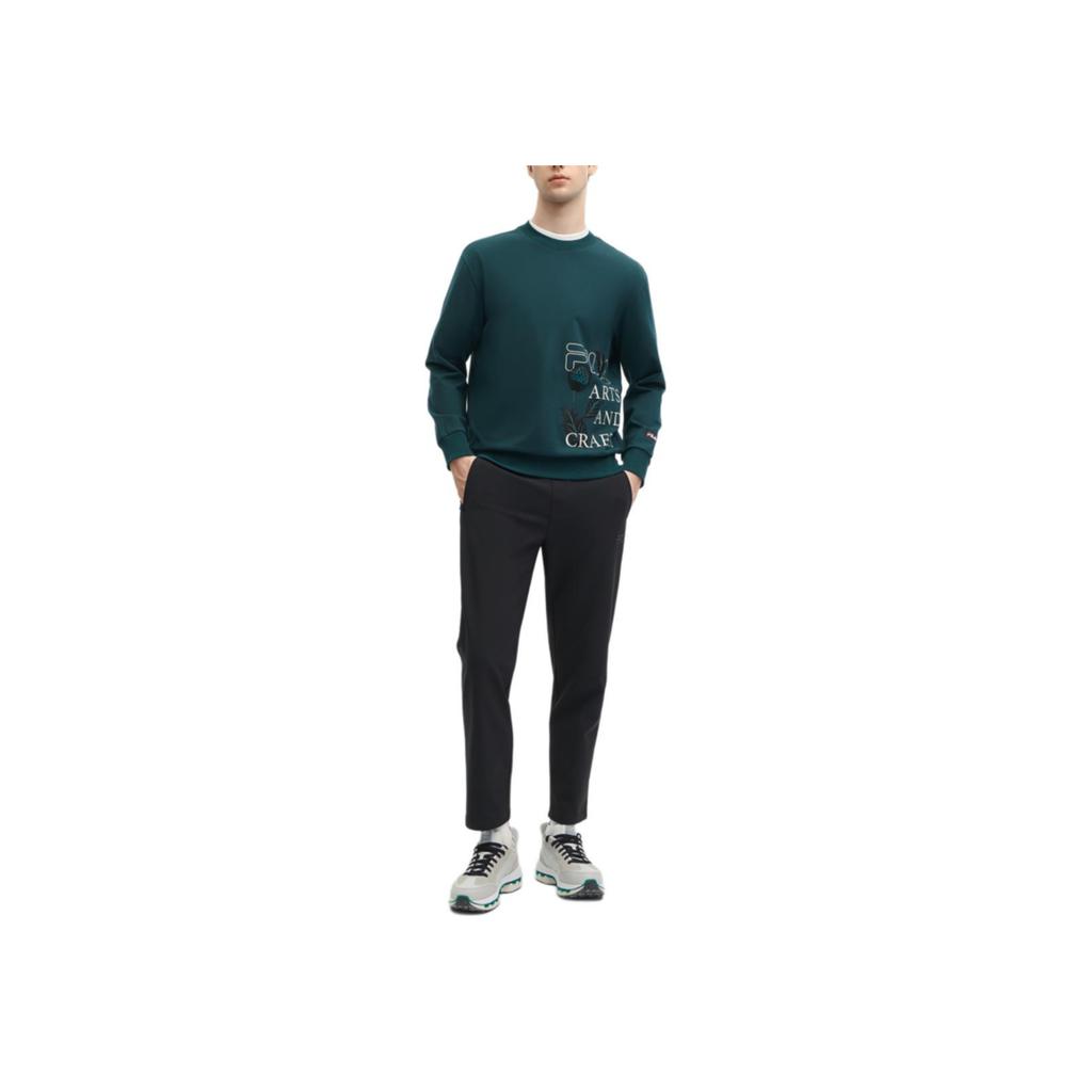Fila X V&A Collaboration Morgan Series Solid Color Straight Leg Knit Casual Pants Men Pants Black F11M418602F-BK