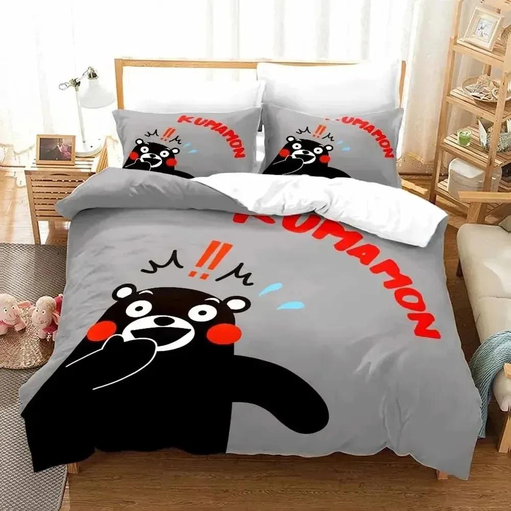 3D-принт Kawaii Cartoon Comics Kumamon Комплект постельного белья Double Twin King Пододеяльник Одеяло Наволочка Для мальчиков Девочек Взрослых Спальня
