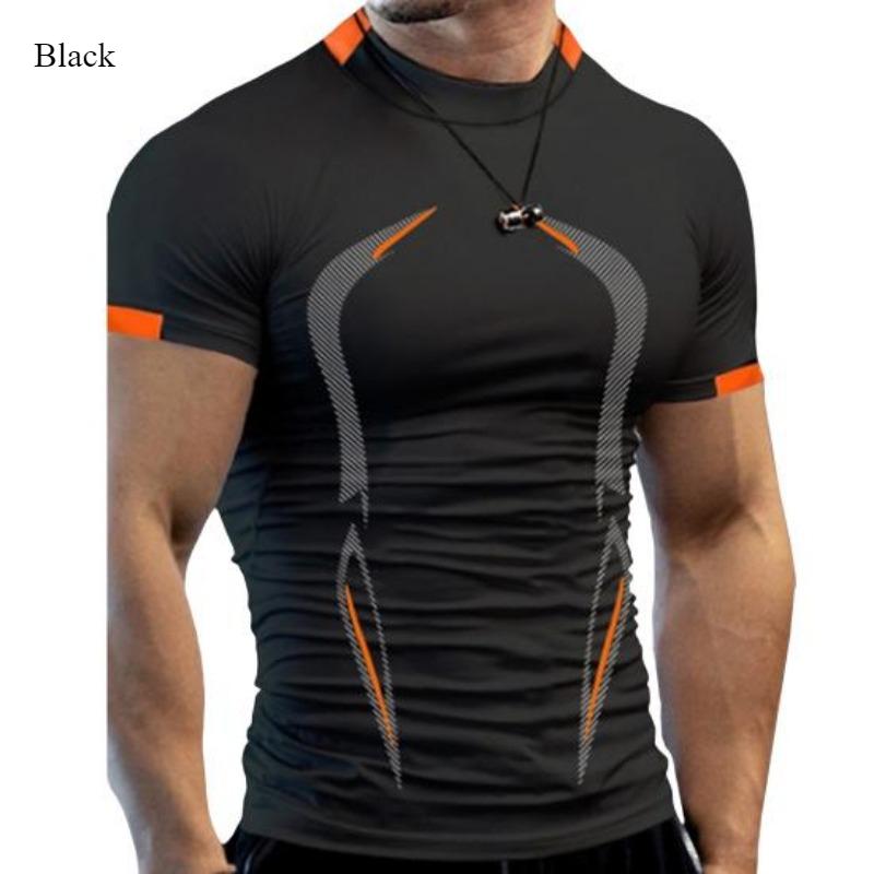 Летняя мужская одежда с коротким рукавом для фитнеса и тренировок, дышащая, быстросохнущая, новая облегающая спортивная модная футболка