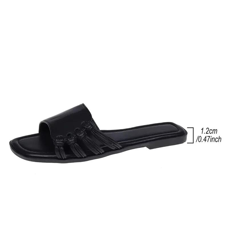 Модная женская обувь 2024 года, горячая распродажа, базовые женские тапочки, летние пляжные тапочки, женские туфли на плоской подошве, большие размеры, женская обувь