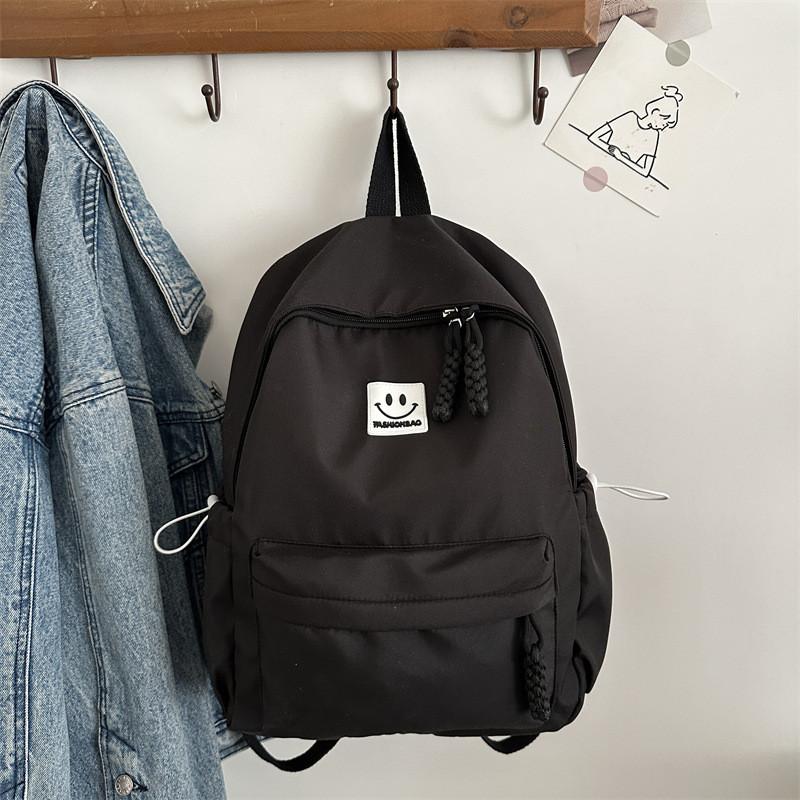 Smiling Pattern Face Solid Color Backpack Oxford Schoolbag For Daily Fashion Use