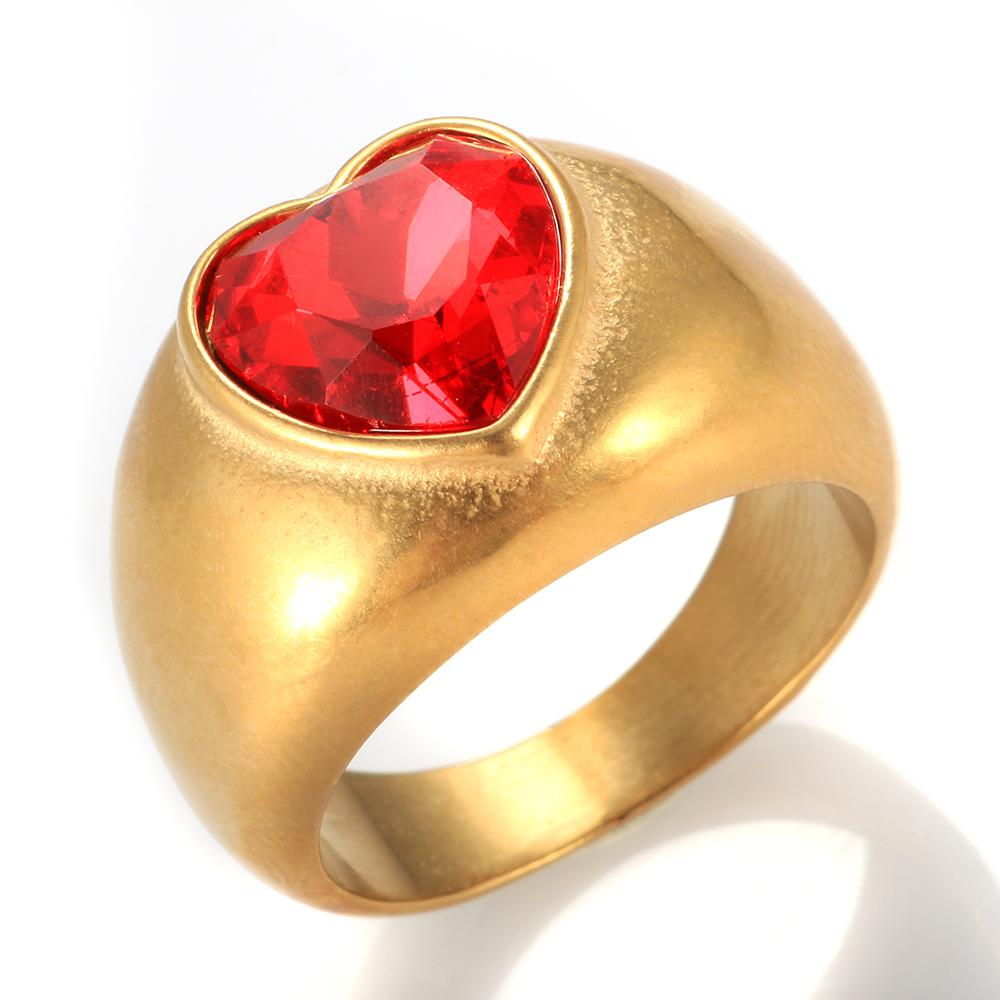 Роскошное кольцо с сердечком из нержавеющей стали 316 для женщин, высококачественные кольца с персиковым сердечком и цирконием, кольца на палец, ювелирные изделия