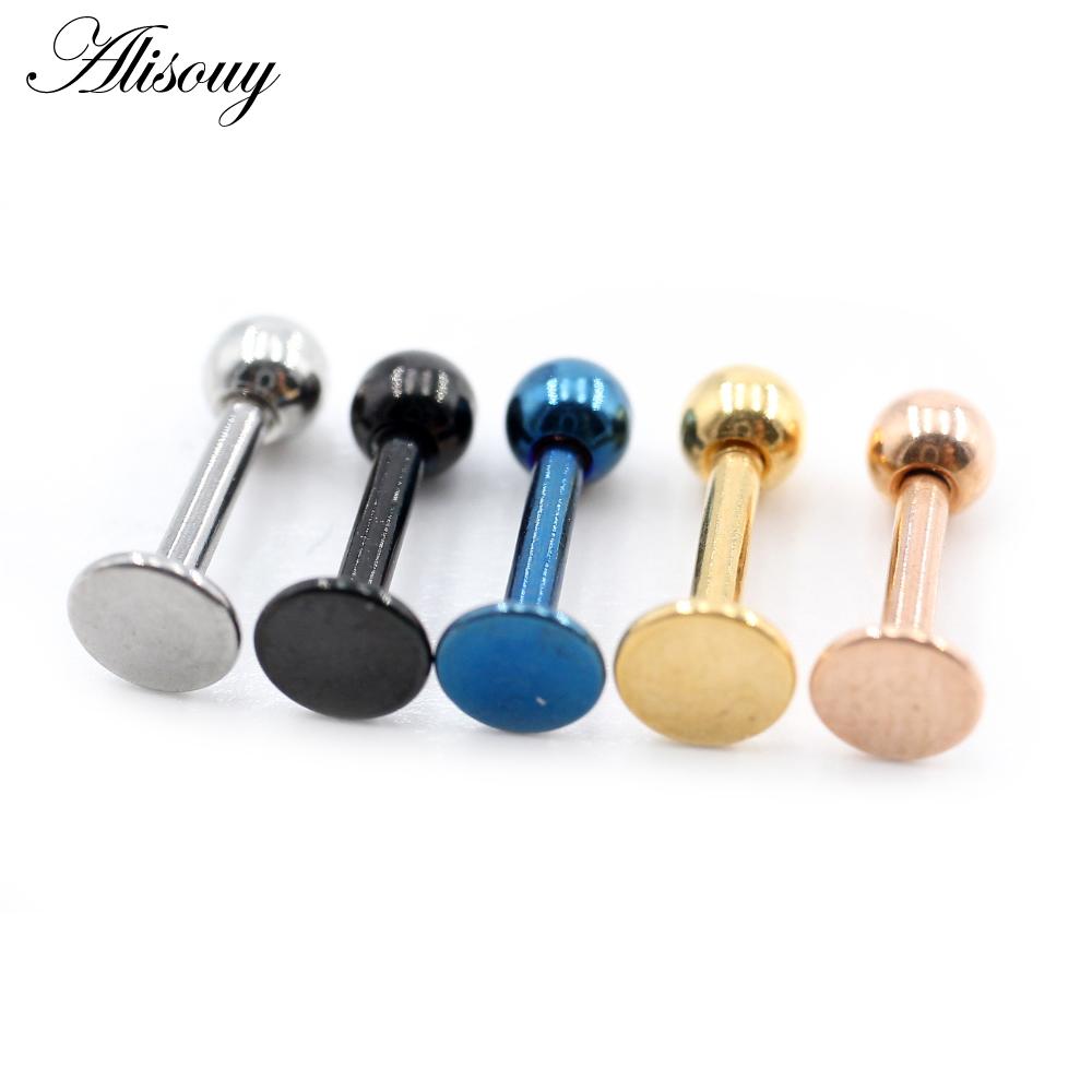 3 4 5 мм Диаметр 5 цветов Нержавеющая сталь Мужчины Женщины Завинчиваются назад (пронзили) Украшения для тела, губная серьга, пирсинг губы, украшения для тела