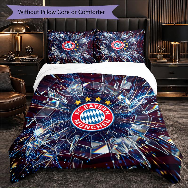 Bayern Munich Pattern 3 Pieces Bedding Set Soft Microfiber Duvet Cover with Pillow Cases for Bedroom