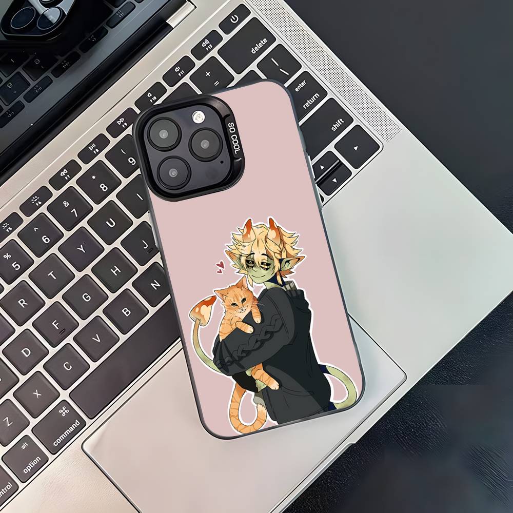 Чехол для телефона M-Mushroom Oasis Anime для iPhone 17,16,15,14,13,12,11,Pro,Max,Plus, Черный Матовый Ударопрочный Чехол