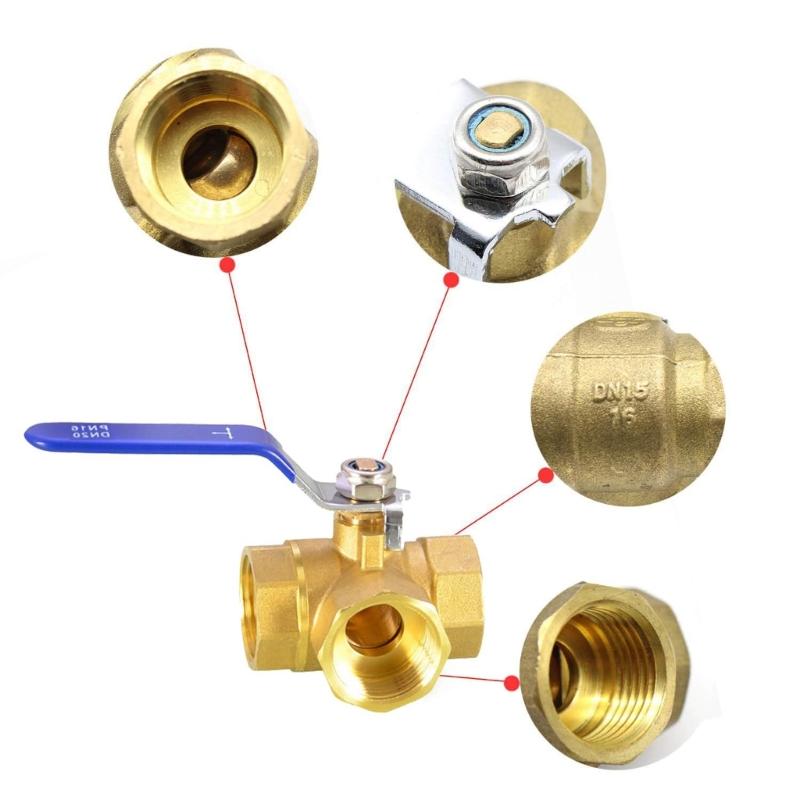 Коррозионностойкие трехходовые шаровые краны из латуни с рычажными ручками, усиленные 3-ходовые шаровые краны Т-образного типа для дома
