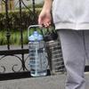 Бутылка для воды большой емкости объемом 2 литра, многоразовая, для питья на открытом воздухе, с маркером времени, переносные пластиковые стаканчики с трубочкой