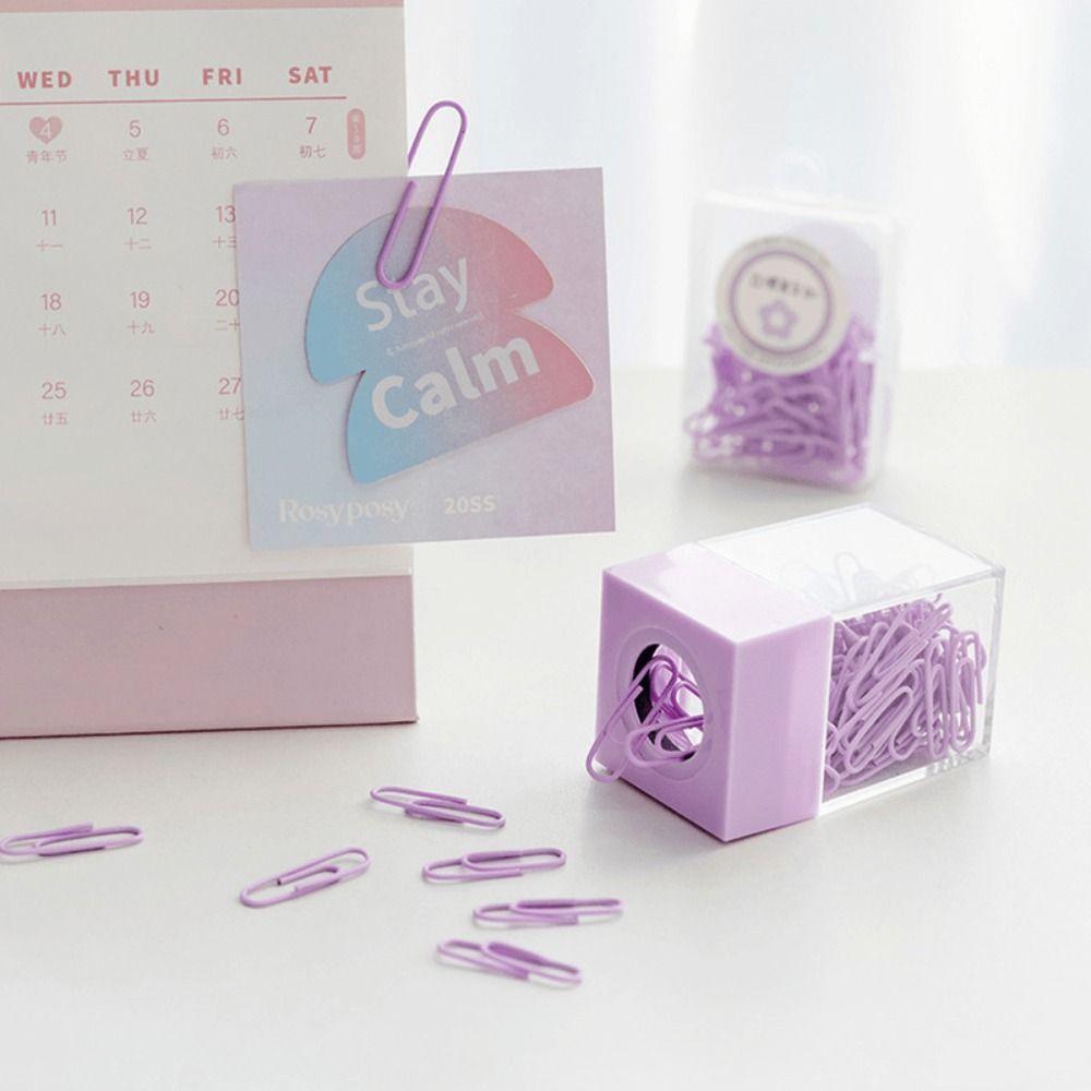 Student Stationery Macaron Magnetic Absorption Box Clips Dispenser Paperclip Holder Desk Storage