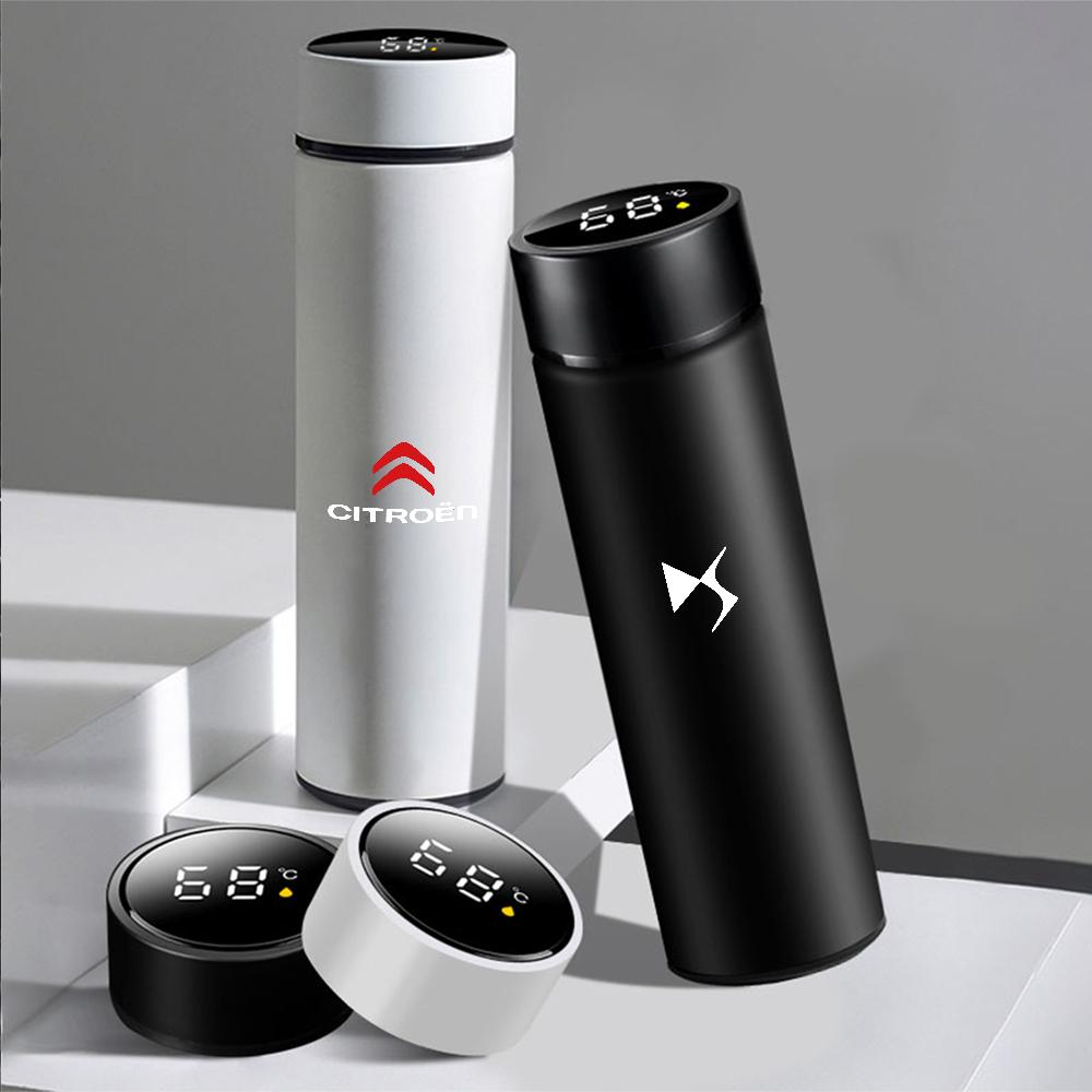 500ml Car Smart Insulated Cup Travel Coffee Cups Water Bottle For Citroen C1 C2 C3 C4 C5 C6 C8 C4L DS3 DS4 DS5 Auto Valve Cap aml123