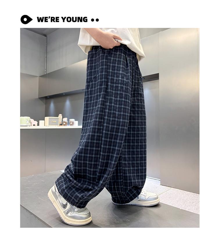Boys' Summer Checkered Casual Pants 2026 New Style Rascal Handsome Children's Summer Work Pants Middle and Large Children's Casual Pants