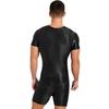 Mens Short Sleeve Zipper Jumpsuit One-Piece Round Neck Bodysuit Swimwear for Swimming Bodybuilding Workout