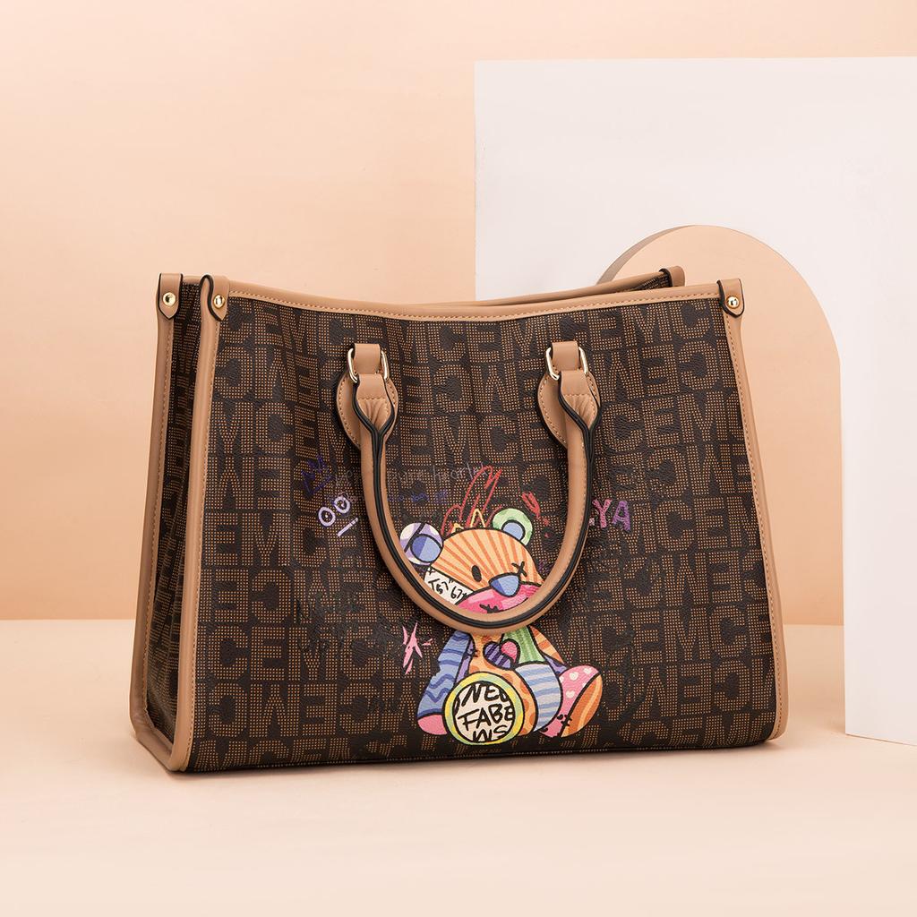 Новая универсальная модная сумка, простая повседневная женская сумка через плечо с милым мультяшным принтом, высококачественная сумка-тоут большой вместимости