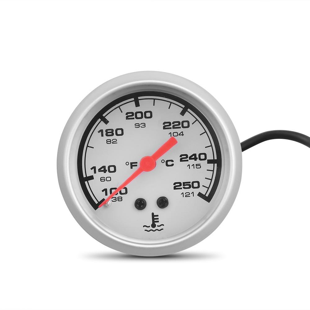52MM 2 Inch Mechanical Water Temp Gauge 12V 38-121℃/100-250℉ Water Temperature Car Meter with NPT 1/2-14 Sensor