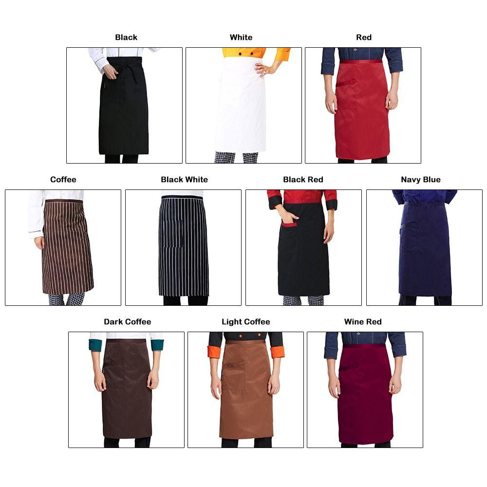 Unisex Waist Apron 3 Pockets Waiter Half Waist Apron New Short Half Waist Apron  Cafe Shop