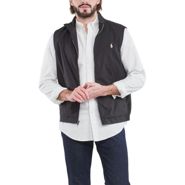 Polo Ralph Lauren Stand Collar Zipper Sleeveless Solid Vest Men Vest Black 710777340-006