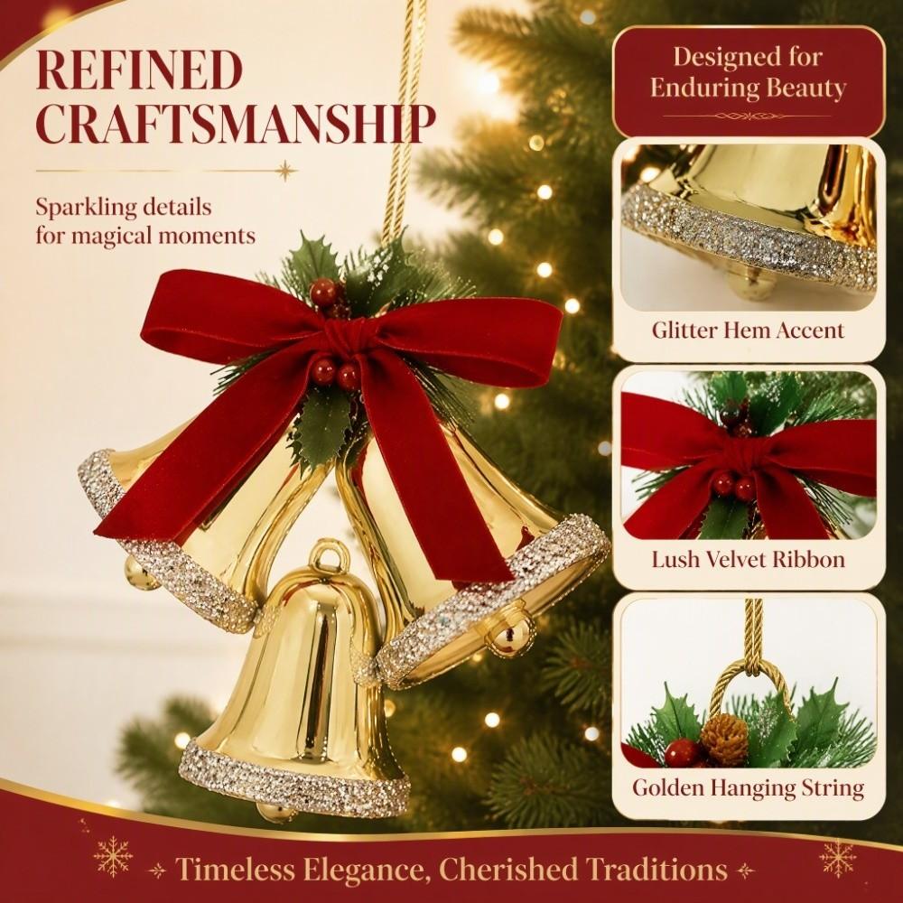 Triple-Bell Christmas Bell Pendant DIY Christmas Tree Bell Decoration Indoor Decor Prop